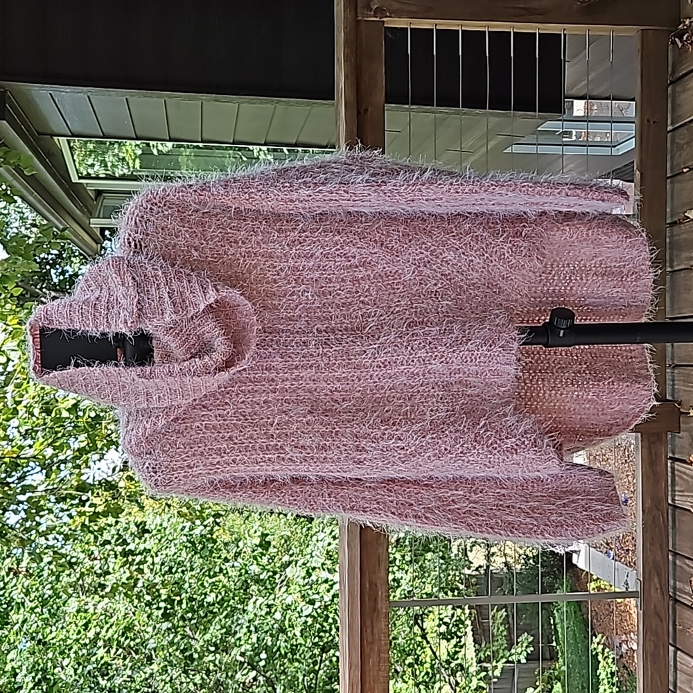 FEVER Eyelash Cowl Neck Sweater -- Women's M Pink.